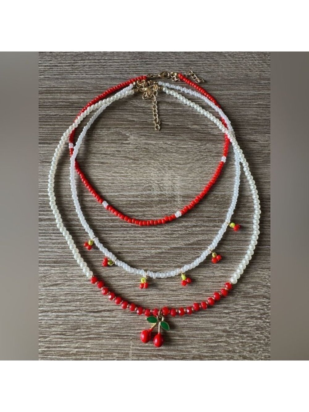 Cherry Charm Necklace Set A1230 - Picture 3 of 5